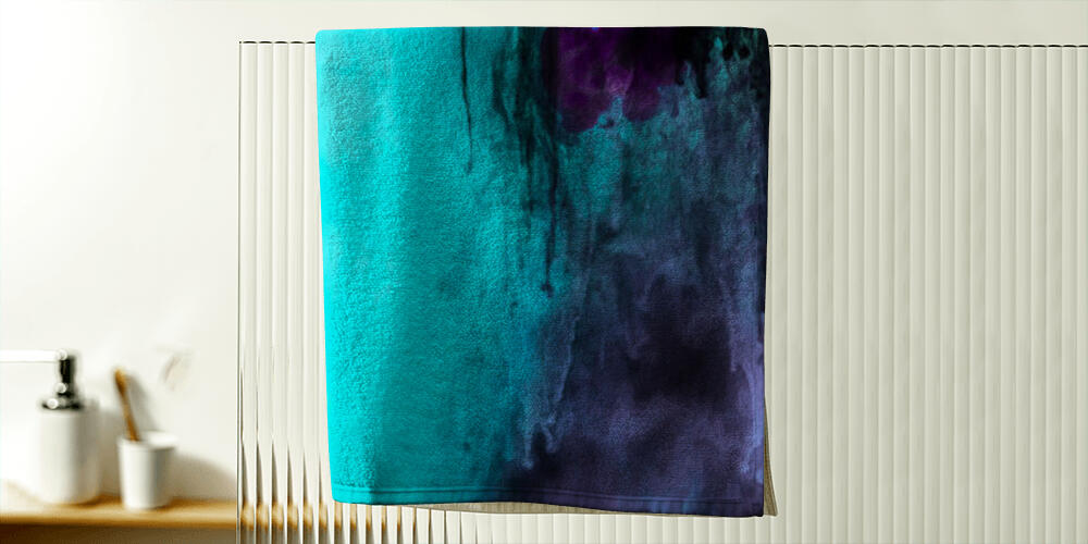 creative texture with turquoise and purple splashes of paint, 