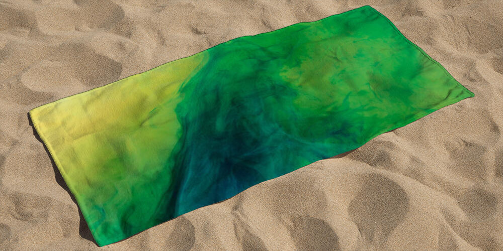 artistic background with green paint flowing in water, 