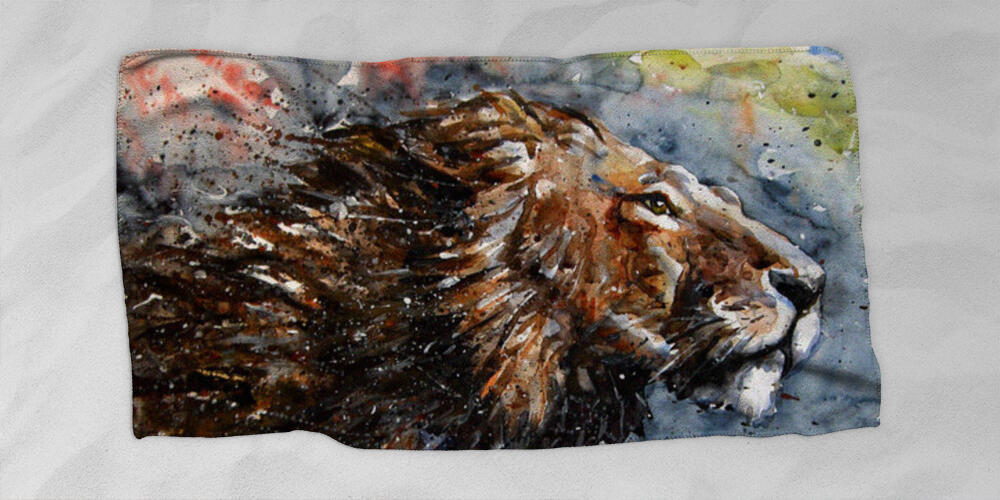 Lion watercolor painting animals predator king wildlife, 