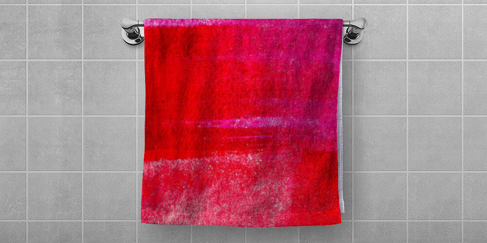 Top view of red and pink brushstrokes with copy space, 