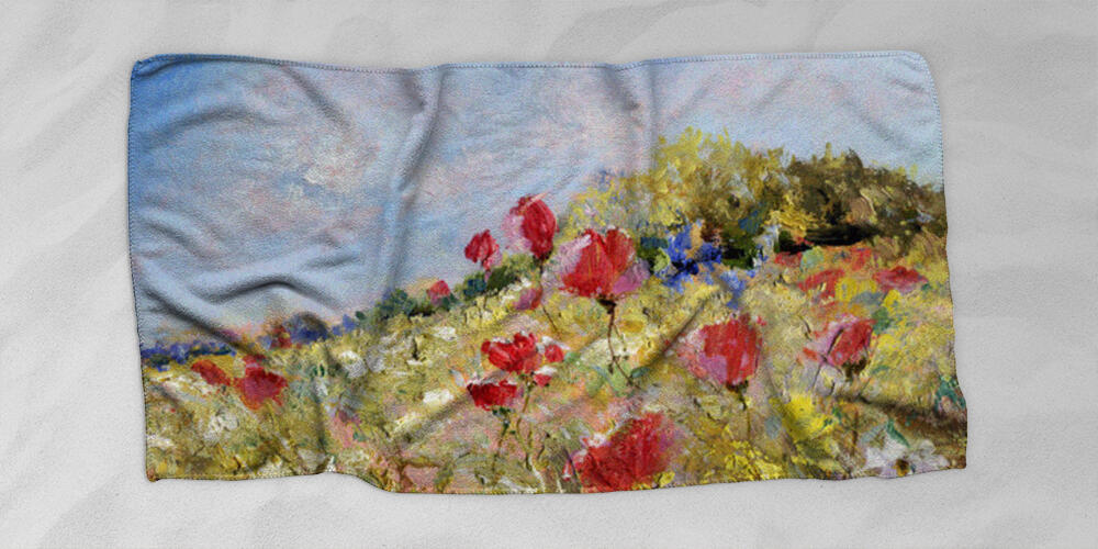 Painted poppies on summer meadow, 