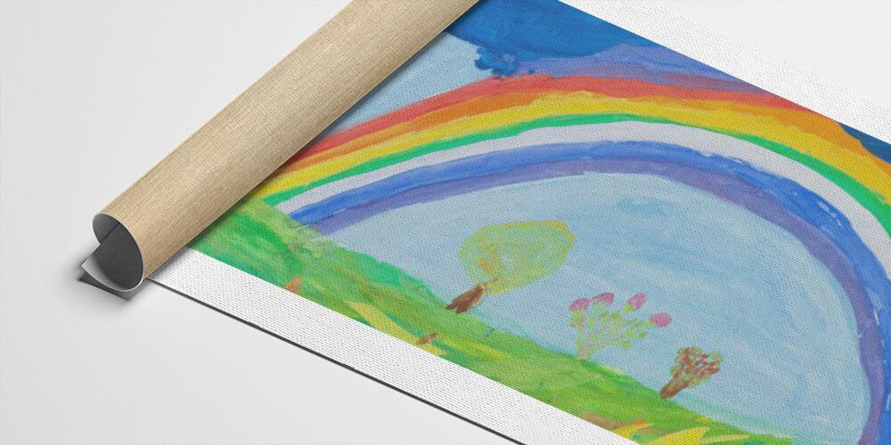 child's paiting - rainbow under green earth, 