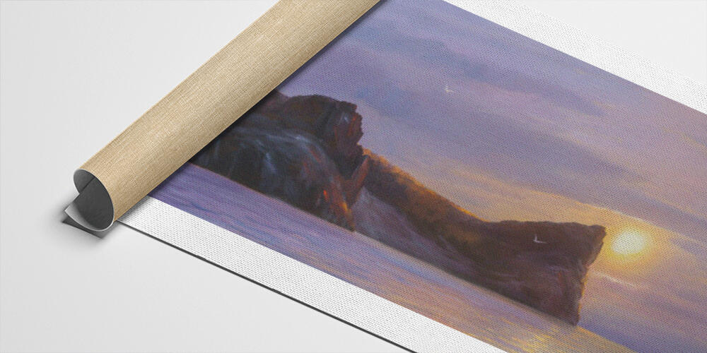 Original oil painting of sea and beach on canvas, 