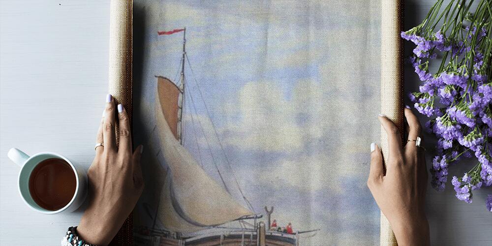 colorful boats on the river, 