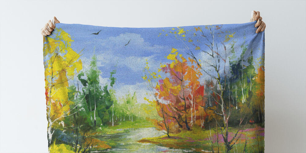 Autumn landscape with the wood river, 