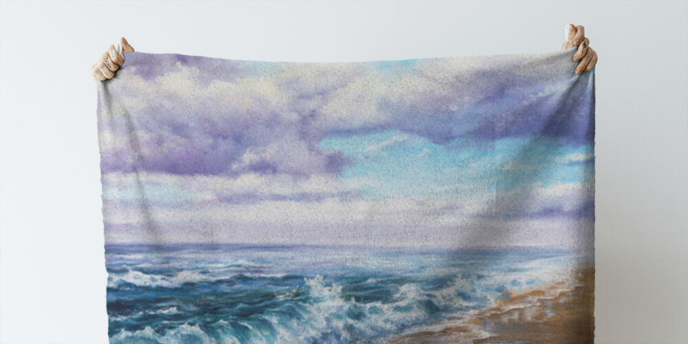 Original oil painting showing waves in  ocean or sea on canvas, 