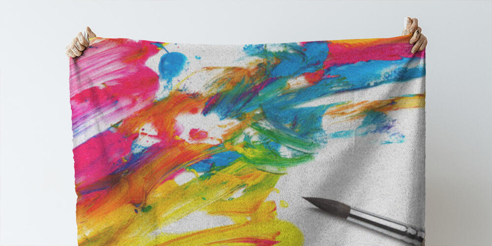 Abstract acrylic painted background and brush, 