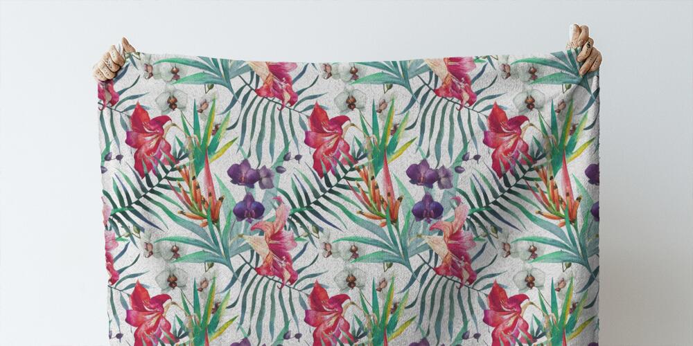 Fiori tropicali acquerello pattern, 