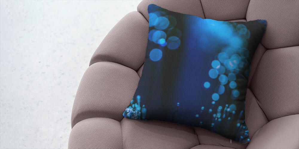 selective focus of glowing blue fiber optics texture background, 