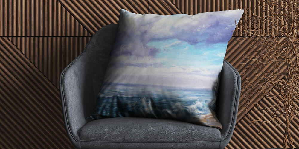 Original oil painting showing waves in  ocean or sea on canvas, 