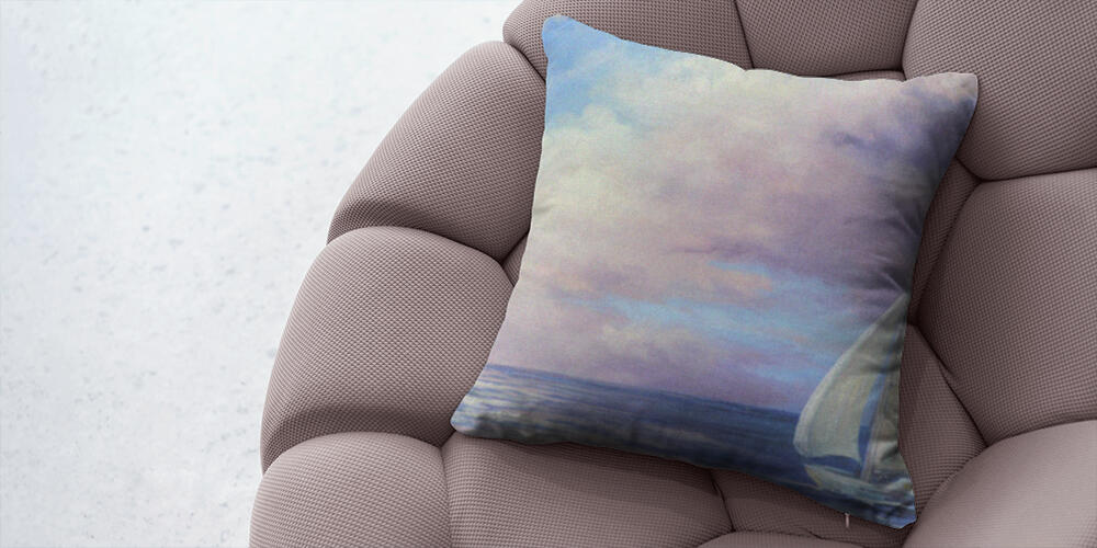 handmade oil painting with a sea landscape at sunset, 