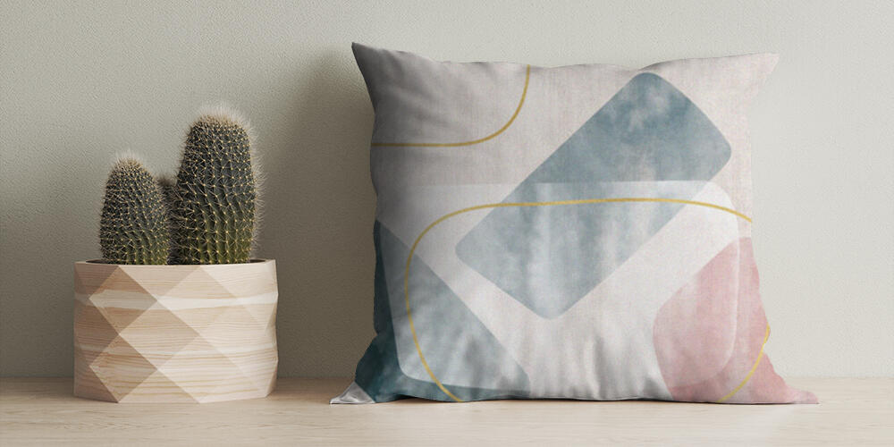 Pink geometric watercolor art pattern, 