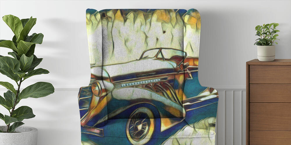 old classic car retro vintage illustration drawing, 