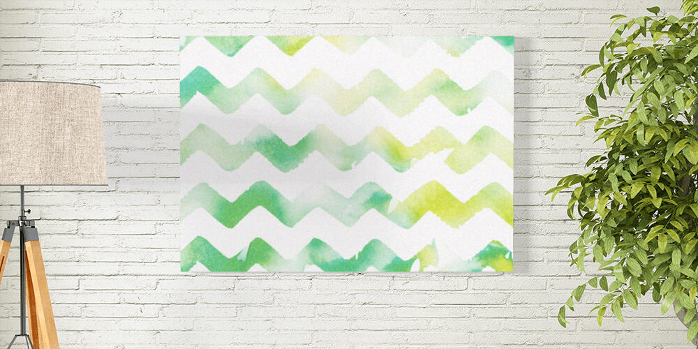 zigzag white and green watercolor background, 