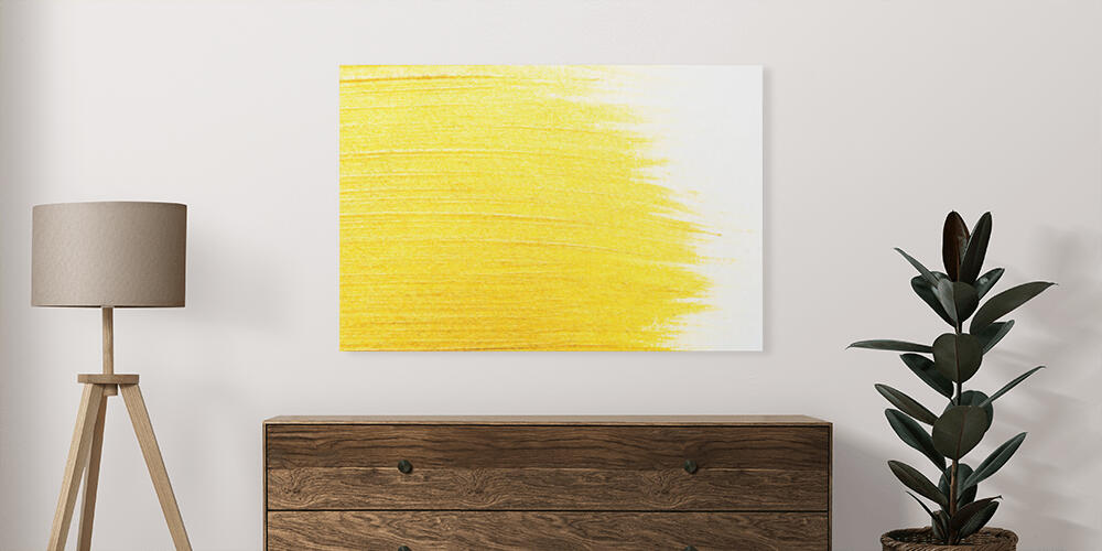 top view of yellow watercolor brushstrokes with on white background, 