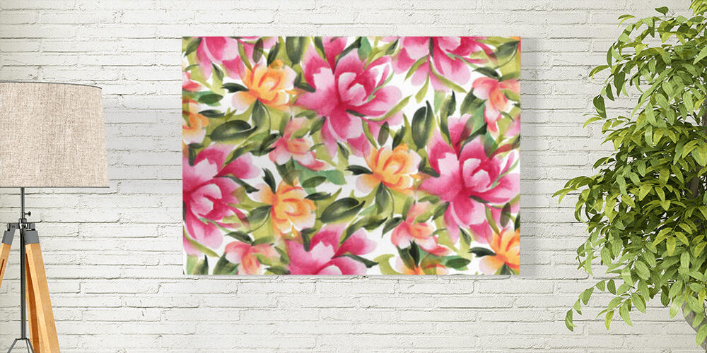 Seamless pattern with watercolor flowers, 