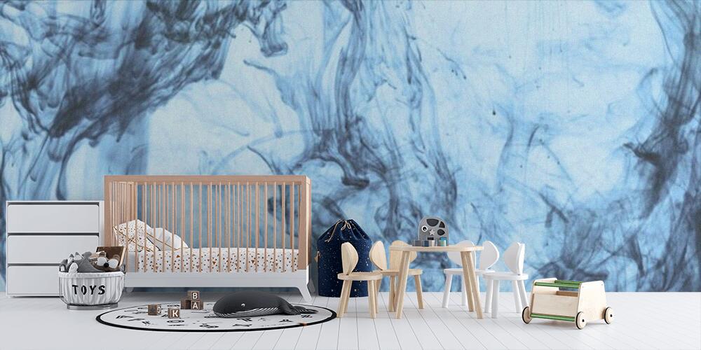 background with swirls of blue paint in water, Bambini