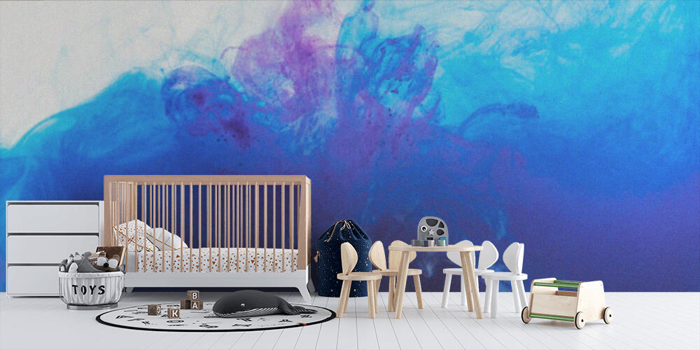 abstract background with flowing blue and purple paint in water, Bambini