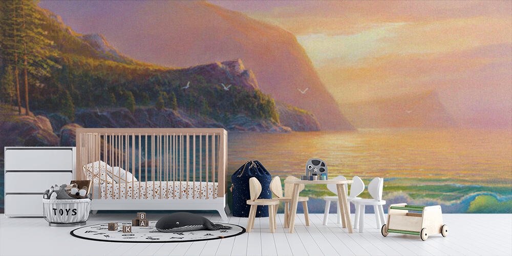 Original oil painting of  sea and beach on canvas, Bambini