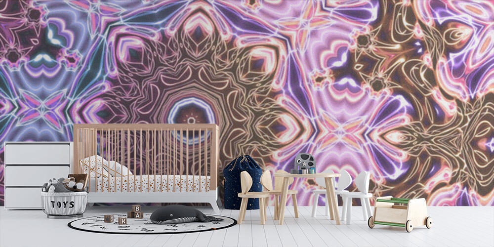 Abstract neon glowing geometric fantasy background, Bambini