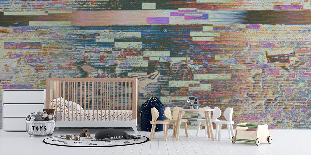 Casual data glitch geometrical nostalgic holographic background, Bambini