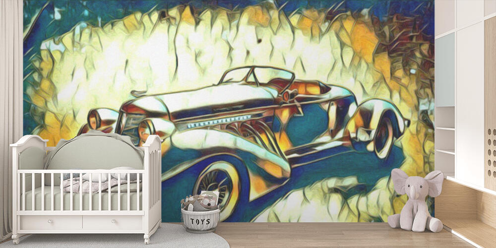 old classic car retro vintage illustration drawing, Bambini