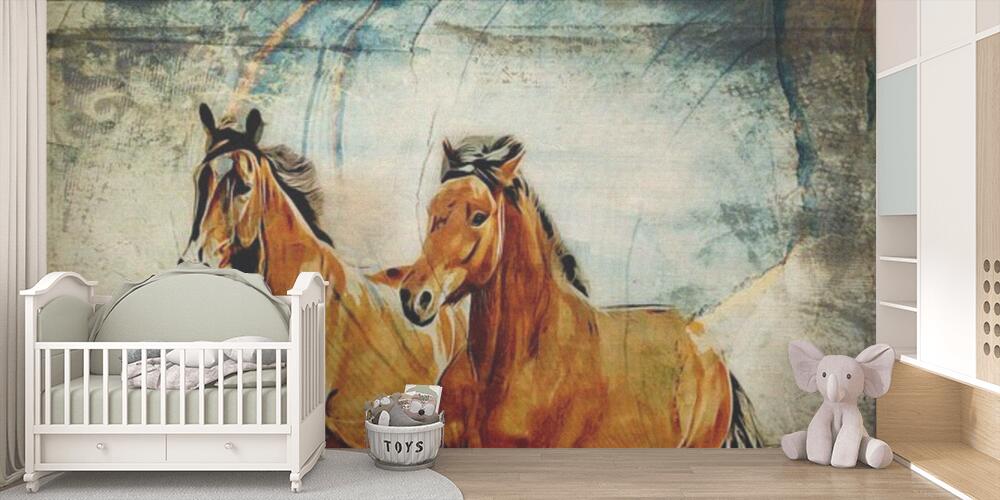 Colorful horse art illustration grunge painting drawing, Bambini