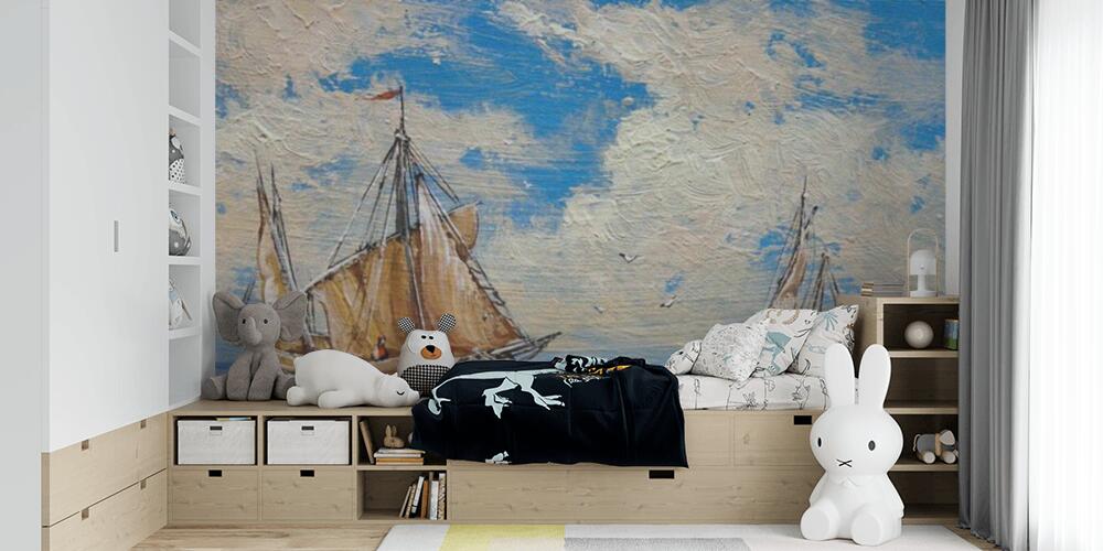 Oil painting of a seascape, Bambini