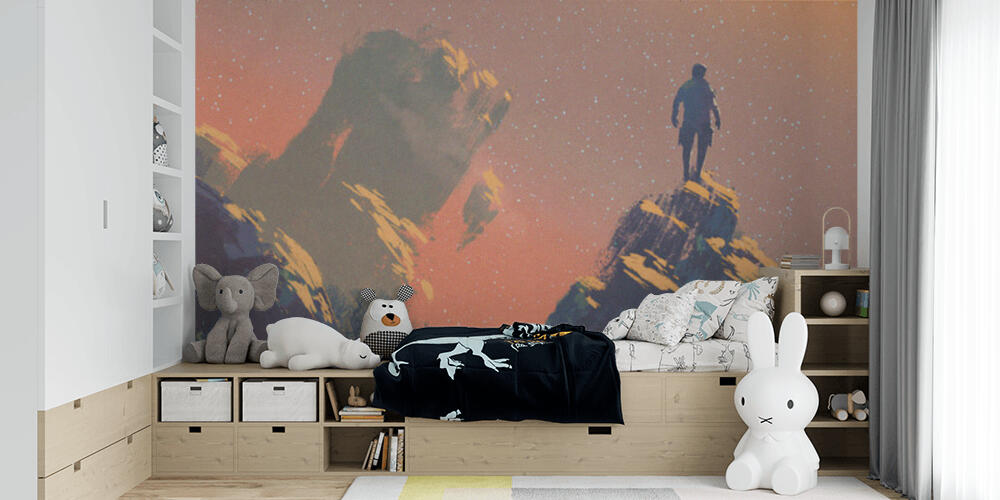 Man standing on top of the hill watching the stars, Bambini