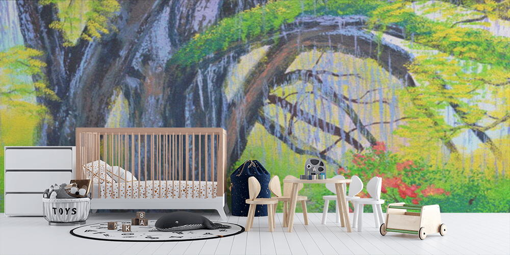 big banyan tree in the garden oil painting on canvas, Bambini
