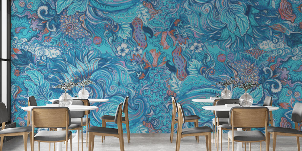 Pattern with beautiful ornate flowers, Bar e Ristoranti