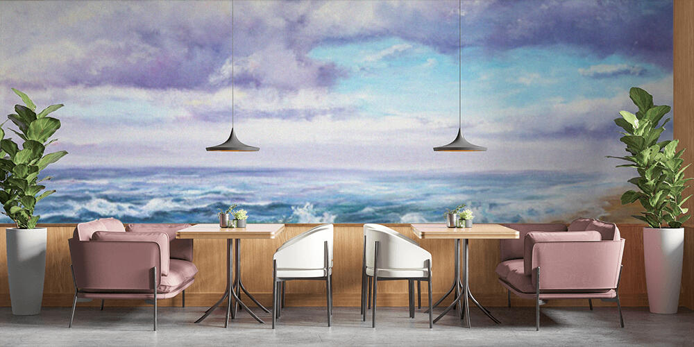 Original oil painting showing waves in  ocean or sea on canvas, Bar e Ristoranti