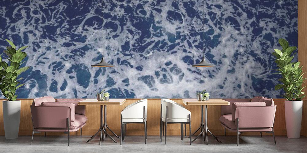 abstract texture of sea white foam on a blue background of sea water, Bar e Ristoranti