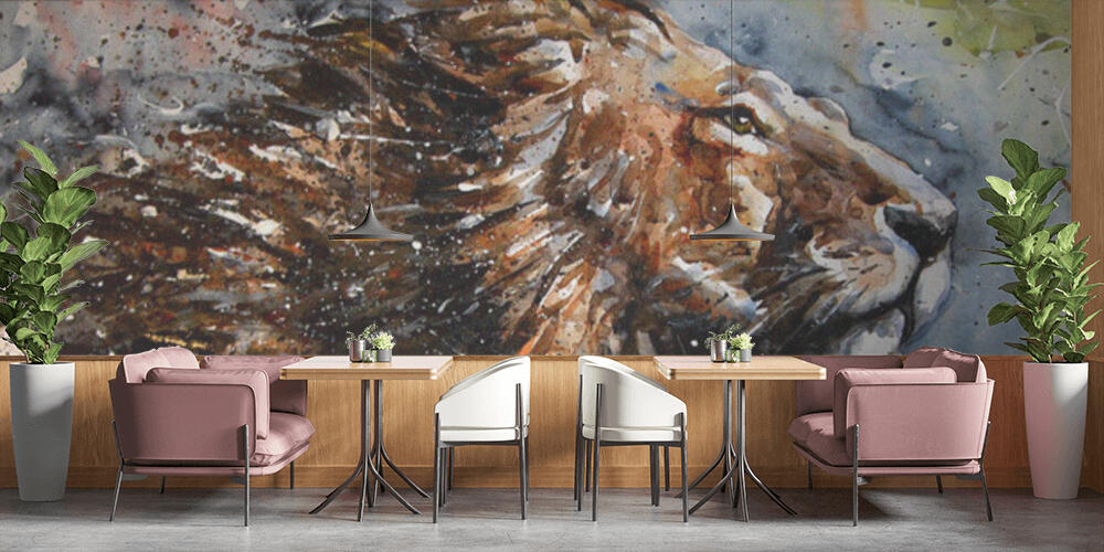 Lion watercolor painting animals predator king wildlife, Bar e Ristoranti