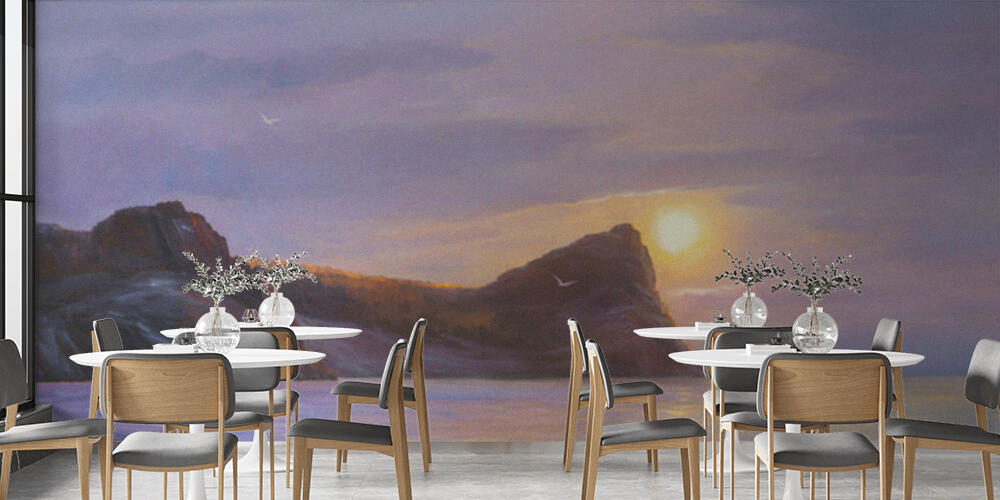 Original oil painting of sea and beach on canvas, Bar e Ristoranti