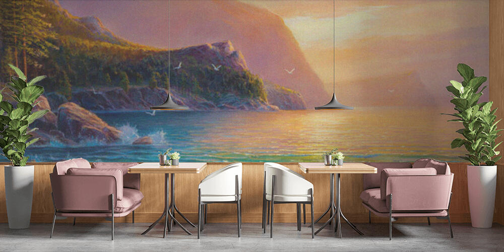 Original oil painting of  sea and beach on canvas, Bar e Ristoranti