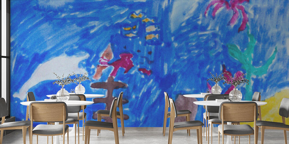 Children's drawing with paints - a ship on the seabed, Bar e Ristoranti