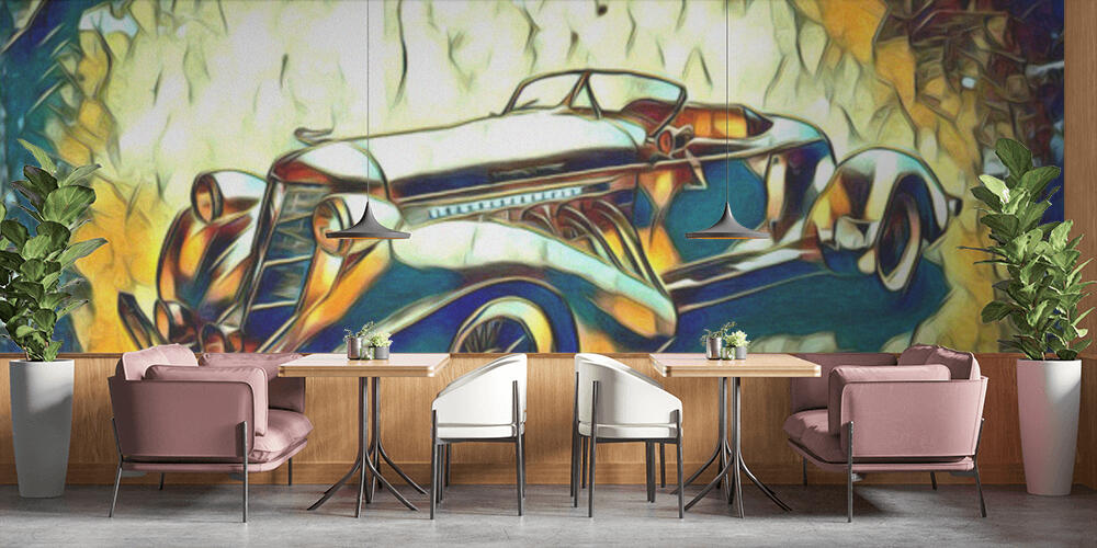 old classic car retro vintage illustration drawing, Bar e Ristoranti