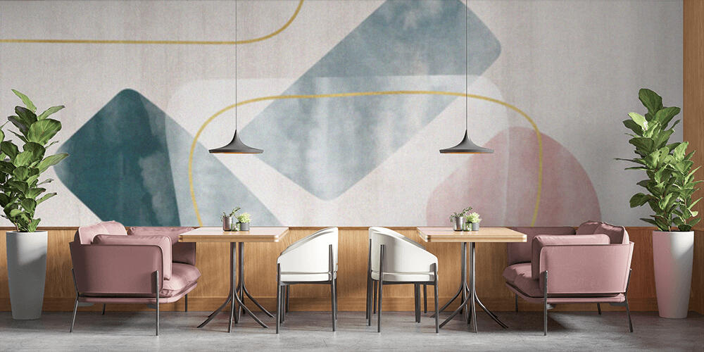 Pink geometric watercolor art pattern, Bar e Ristoranti