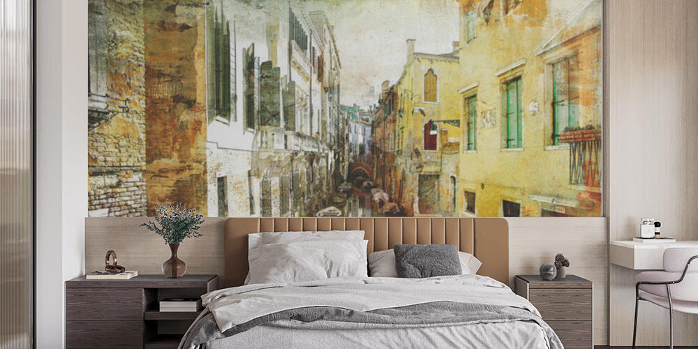Pictorial Venetian streets - artwork in painting style, Camera da Letto