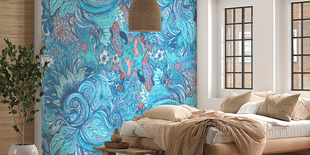 Pattern with beautiful ornate flowers, Camera da Letto