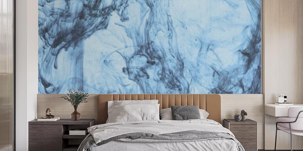 background with swirls of blue paint in water, Camera da Letto