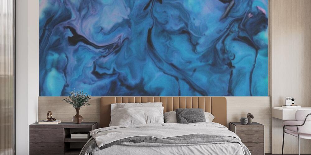 Watercolor abstract blue color marble liquid texture background, Camera da Letto