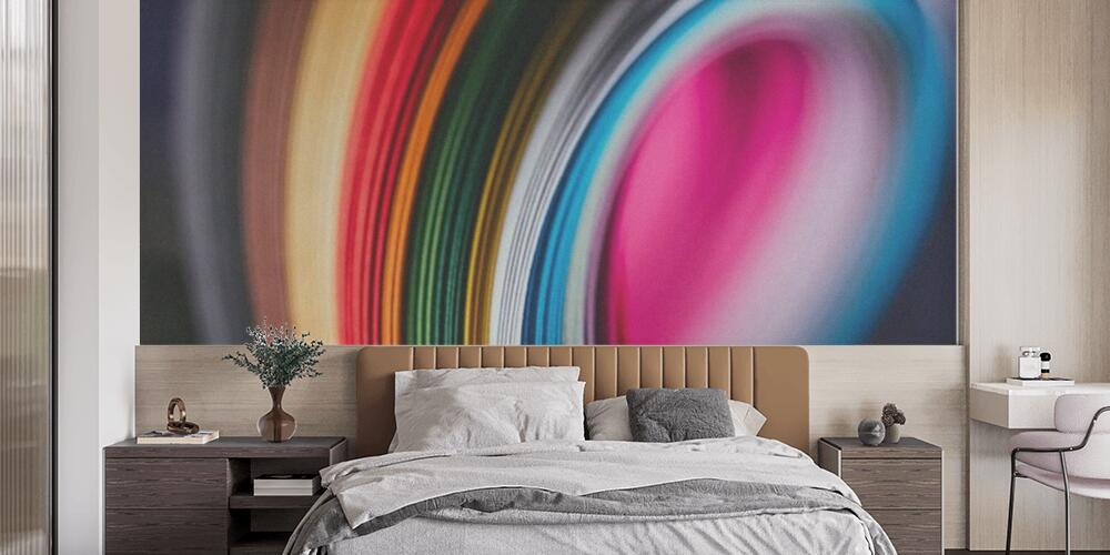 close up of colored bright quilling paper curves on black, Camera da Letto