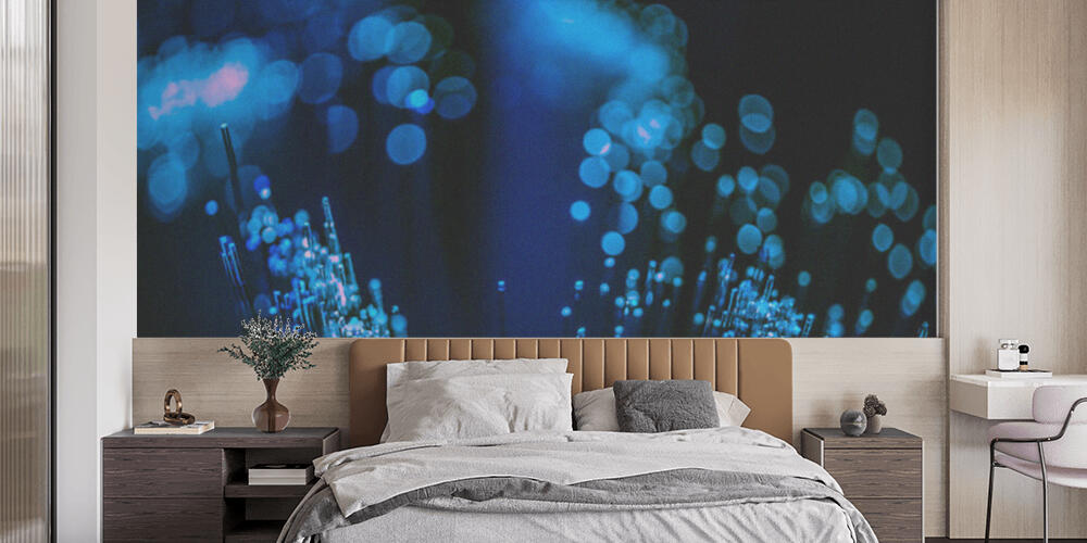 selective focus of glowing blue fiber optics texture background, Camera da Letto