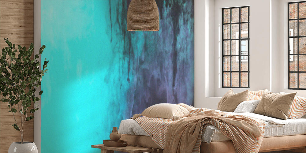 creative texture with turquoise and purple splashes of paint, Camera da Letto