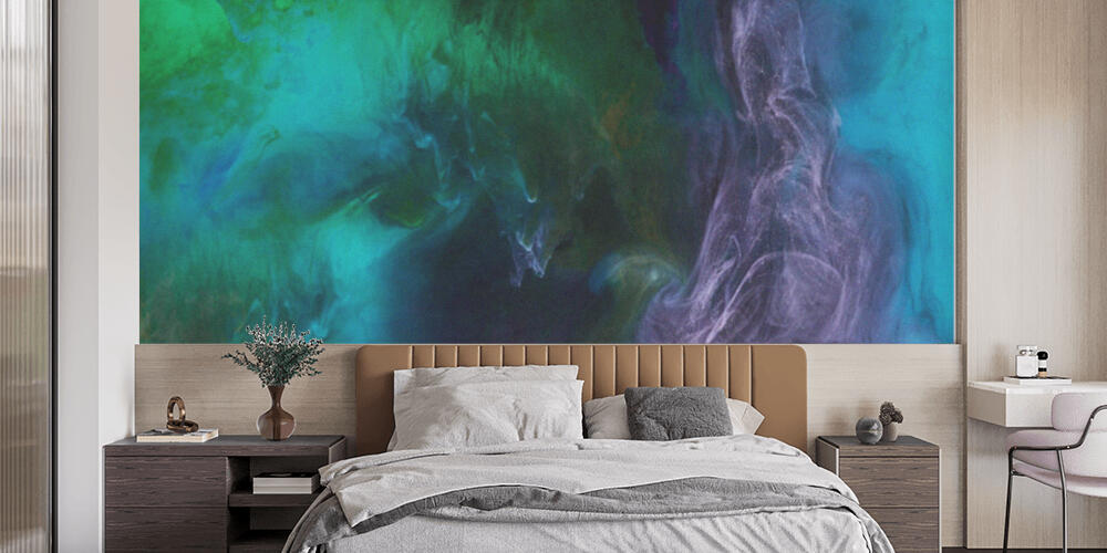 smoky wallpaper with blue, Camera da Letto