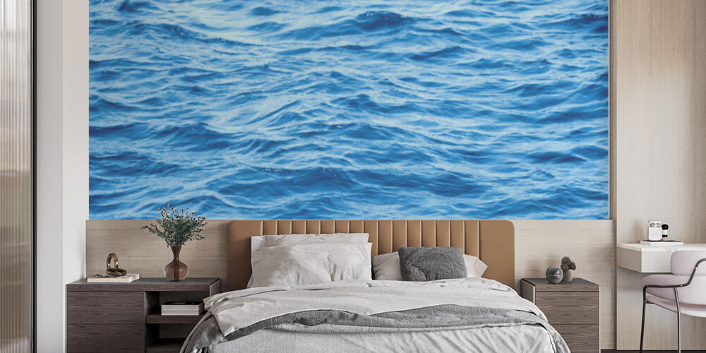 Photo of a macro background of blue sea waves, Camera da Letto