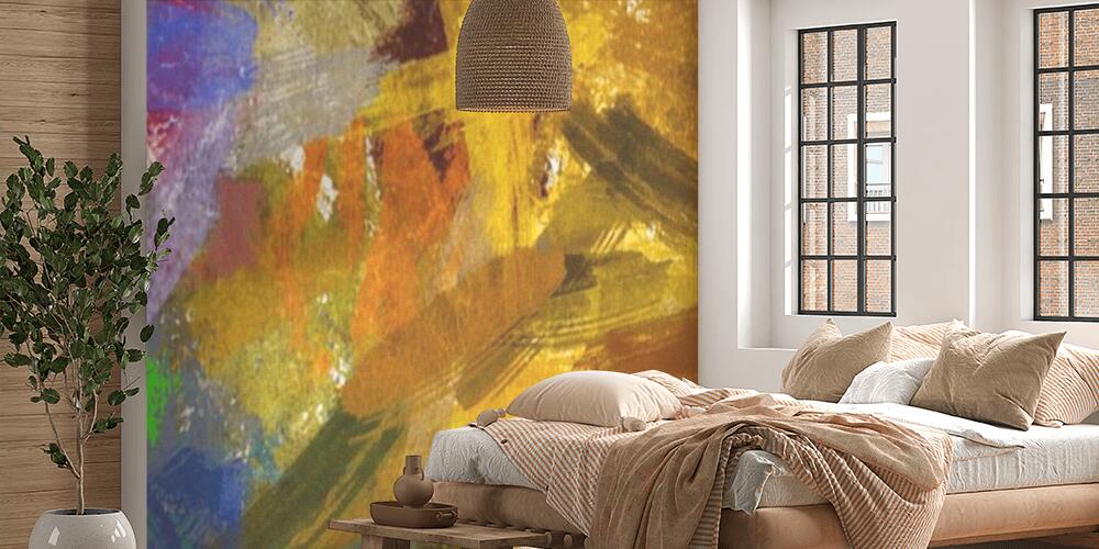 abstract psychedelic grunge background graphic stylization on a textured canvas of chaotic blurry strokes and strokes of paint, Camera da Letto