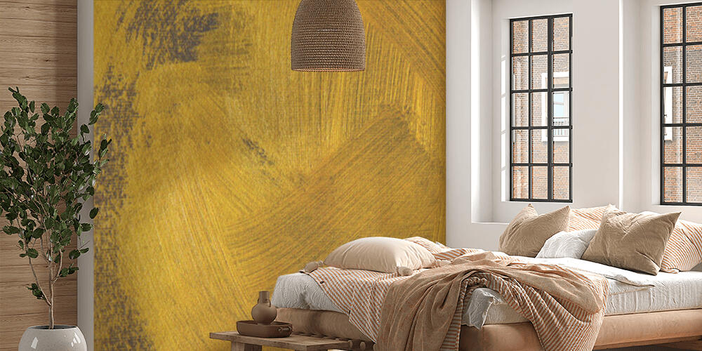 different golden brushstrokes on dark textured background, Camera da Letto
